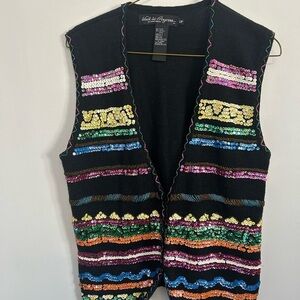 Vintage Colorful Sequin Embellished Vest